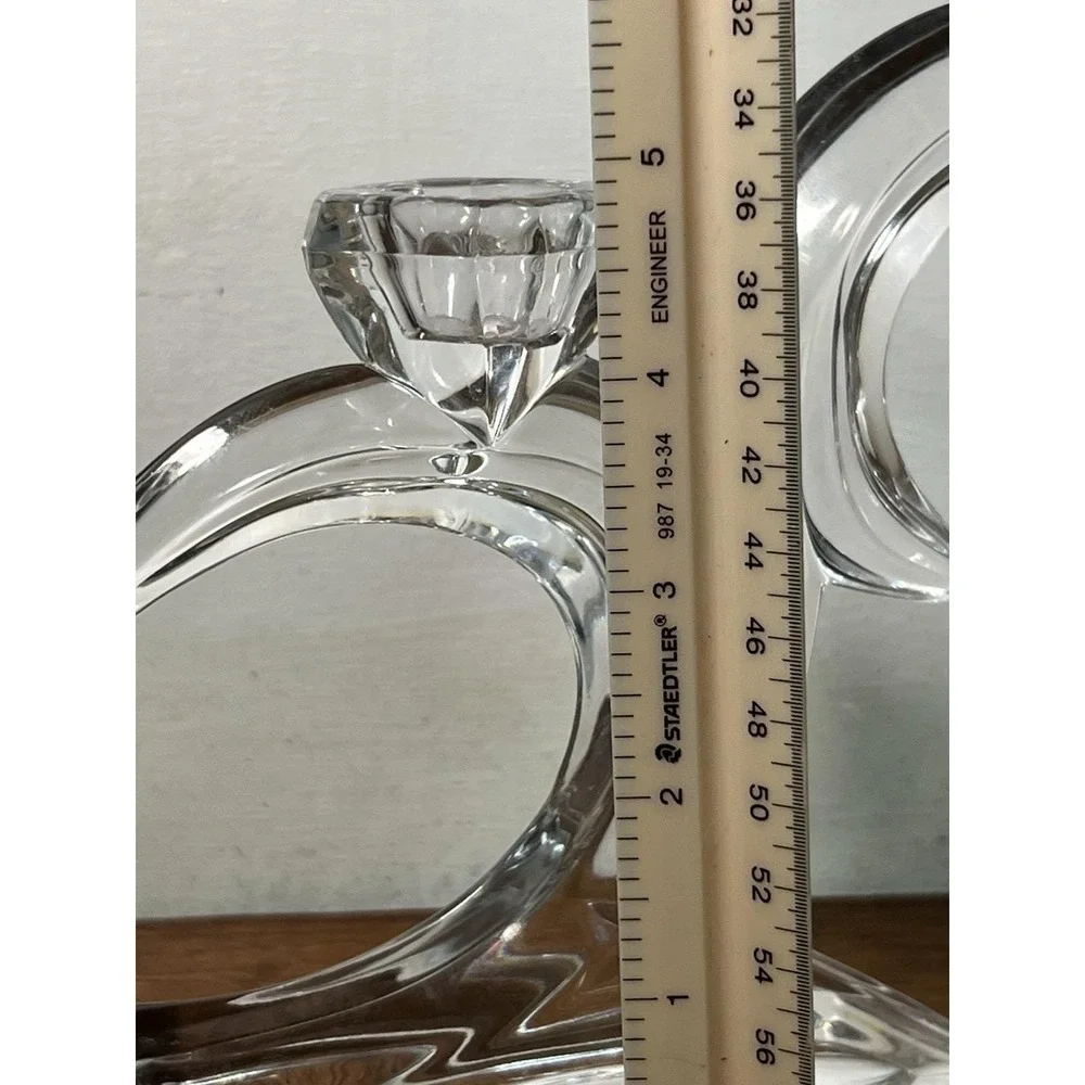 Vtg Candlestick Holder Crystal Glass Witchy Celestial Moon Goth Decor Core Mcm